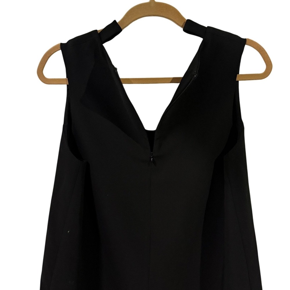 Amanda Uprichard Women's Black Crepe Shift Dress M Sleeveless Minimalist LBD - Picture 4 of 6